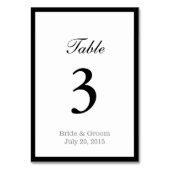 Numéro De Table Bordure simple en gras Mariage double face (Dos)