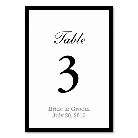 Numéro De Table Bordure simple en gras Mariage double face (Dos)