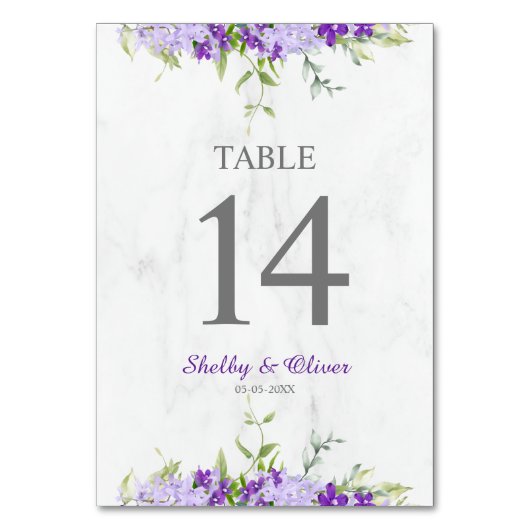 Numéro De Table Botanical and Floral Wedding Design in Purple (Par défaut)