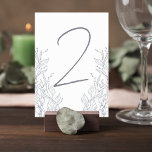 Numéro De Table Botanical Wedding Reception Table Number Card<br><div class="desc">Add a graceful and cohesive detail to your reception tables with this elegant minimalist botanical wedding table number card. Featuring delicate leaf line art and a modern handwritten-style number, this design blends natural beauty with timeless sophistication. The flowing botanical illustrations frame the table number beautifully, creating a soft and romantic...</div>
