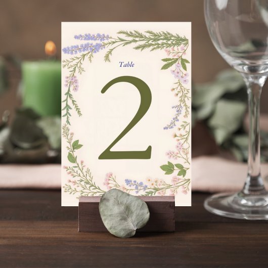 Numéro De Table Botanical Wedding Table Number Card
