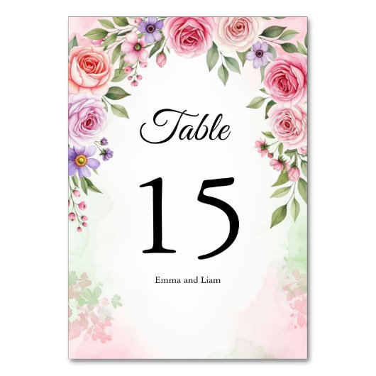 Numéro de table botanique aux nuances de rose pous (Dos)