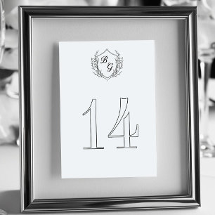 Numéro De Table Botanique Belle ligne classique Vintage Crest mari