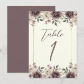 Numéro de table botanique Dusty Mauve & Ivory Bloo (Devant / Derrière)