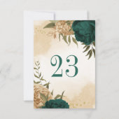 Numéro de table botanique en or vert émeraude (Dos)