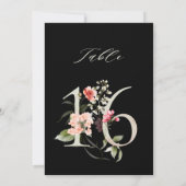 Numéro de table botanique floral 5x7 numéro 16, nu (Dos)