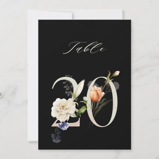 Numéro de table botanique floral 5x7 numéro 20, nu (Devant)