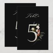 Numéro de table botanique floral 5x7 Numéro 5, Num (Devant / Derrière)