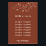 Numéro De Table Botanique Floral Terracotta nom des invités<br><div class="desc">Botanique Floral Terracotta nom des invités</div>