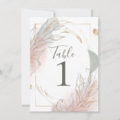 Numéro de table botanique Gilded Gold Sage & Blush (Devant)