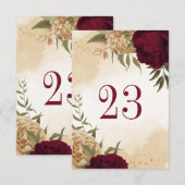 Numéro de table botanique marron vert beige or (Devant / Derrière)