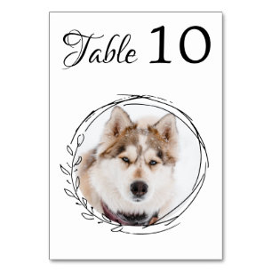 Numéro De Table Botanique Noir Blanc Chien Mariage Animaux de comp