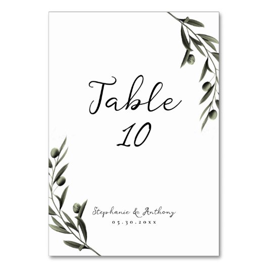 Numéro De Table Botanique Olive Branch Feuille Mariage italien (Par défaut)