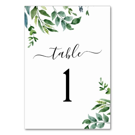 Numéro De Table Botanique Verdure Foliage Mariage d'aquarelle (Dos)