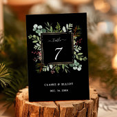 Numéro De Table Botanique Verdure Noël Fête Mariage noir