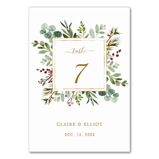 Numéro De Table Botanique Verdure Noël Vacances Mariage d'or (Dos)