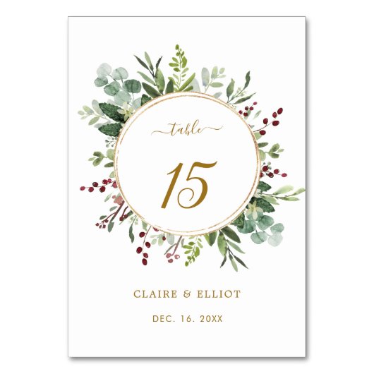 Numéro De Table Botanique Verdure Noël Vacances Mariage d'or (Par défaut)