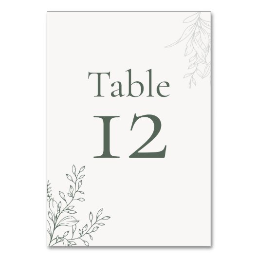 Numéro de table botanique vert sauge minimal (Par défaut)