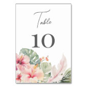 Numéro De Table Botaniques tropicales Hibiscus Mariage floral (Dos)