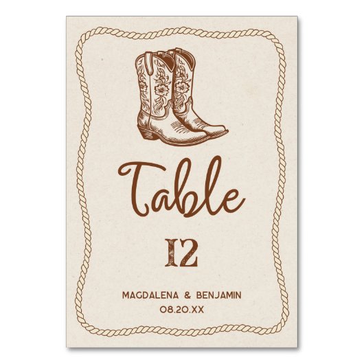 Numéro De Table Bottes de cow-boy occidentales modernes marron cor (Par défaut)