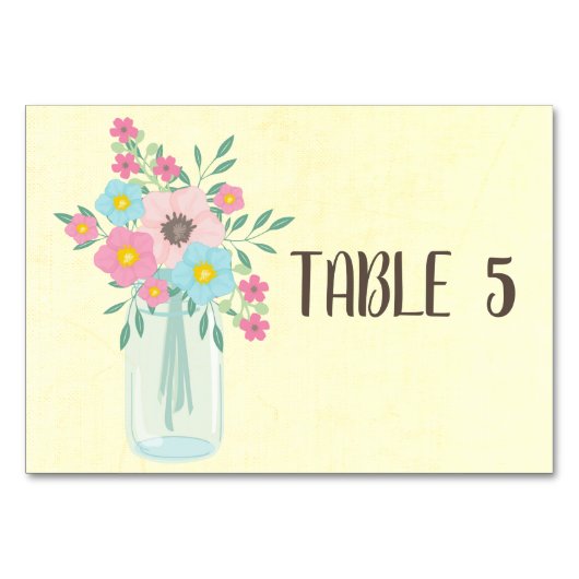 Numéro De Table Bouquet Campagnard Personnalisable (Devant)