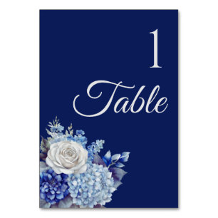 Numéro De Table Bouquet de fleurs bleu aquarelle-Mariage