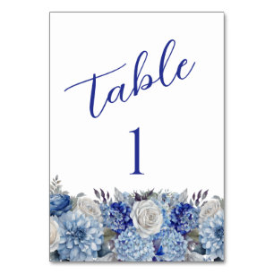 Numéro De Table Bouquet de fleurs bleu aquarelle-Mariage