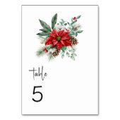 Numéro De Table Bouquet de fleurs et feuilles de Noël minimal (Dos)