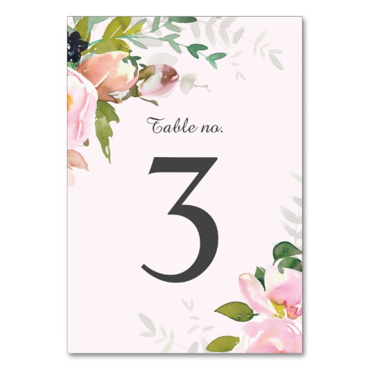 Numéro De Table Bouquet de fleurs rose Réception de mariage (Dos)