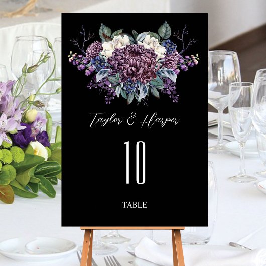Numéro De Table Bouquet de mariage gothique esthétique sombre