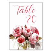 Numéro De Table Bouquet de rose aquarelle Réception de mariage (Dos)