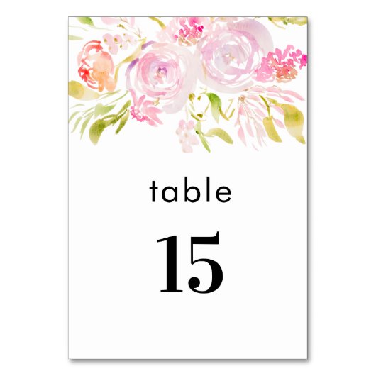 Numéro de table bouquet de roses aquarelle (Par défaut)
