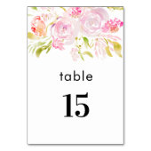 Numéro de table bouquet de roses aquarelles (Dos)