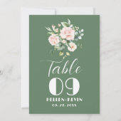 Numéro de table Bouquet de roses rose pâle (Dos)