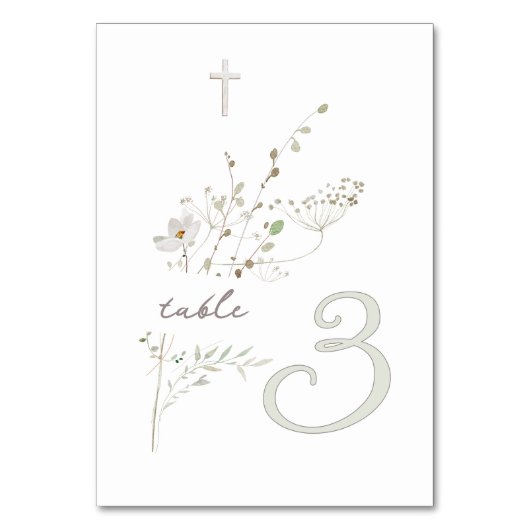 Numéro De Table bouquet fleur sauvage délicat Baptême n 3 (Par défaut)