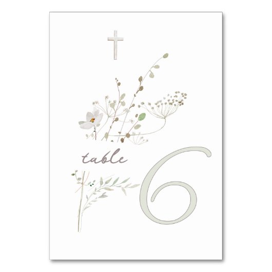 Numéro De Table bouquet fleur sauvage délicat Baptême n 6 (Par défaut)