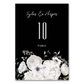 Numéro De Table Bouquet floral élégant noir et blanc Moderne (Dos)