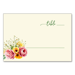 Numéro De Table Bouquet floral pastel serein