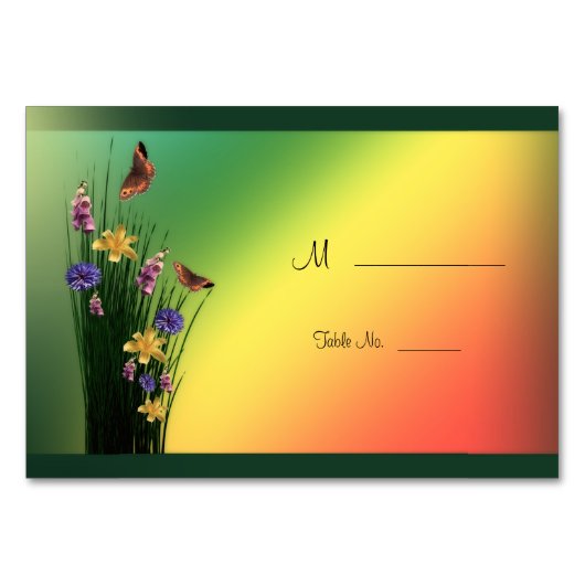 Numéro De Table Bouquet Herbeux Et Papillons (Devant)