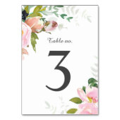 Numéro De Table Bouquets de fleurs rose pâle sur blanc (Dos)