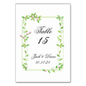 Numéro De Table Bourgeons roses sur mariage de lierre vert (Dos)