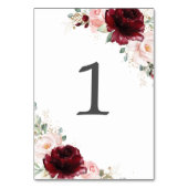 Numéro De Table Bourgogne Blush rose Mariage Fête des mariées (Dos)