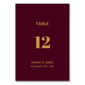 Numéro De Table Bourgogne moderne et Mariage d'or (Dos)