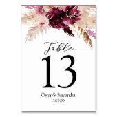 Numéro De Table Bourgogne Moderne Fleurs Roses Tendres (Par défaut)