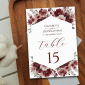 Numéro De Table Bourgogne Rustique Automne Floral Mariage
