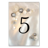 Numéro De Table Boutons Faux White Pearl et Diamond (Dos)