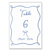 Numéro De Table Bow et rubans Whimsical Mariage bleu français (Par défaut)