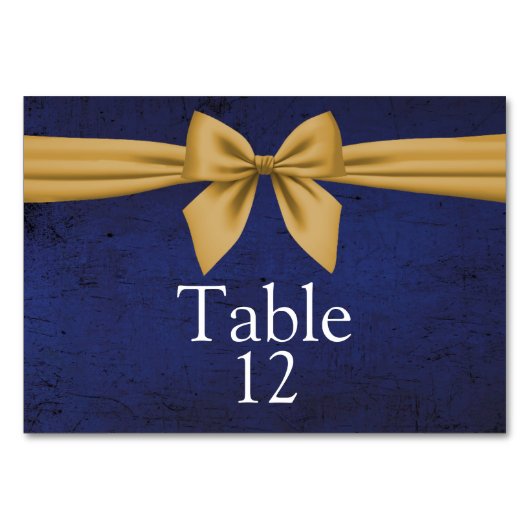 Numéro De Table Bow or bleu foncé (Devant)