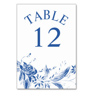 Numéro De Table Branche avec mariage bleu et blanc