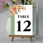 Numéro De Table Branche avec rose pêche fleurs mariage fleuri
